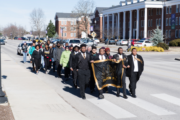 Omicron Phi marches in honor of Martin Luther King