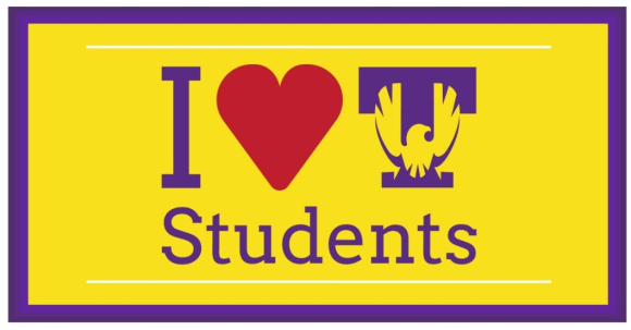 yellow graphic with a purple border, purple font, and a read heart - I Heart Tech Students