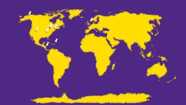 Purple and Gold World Map