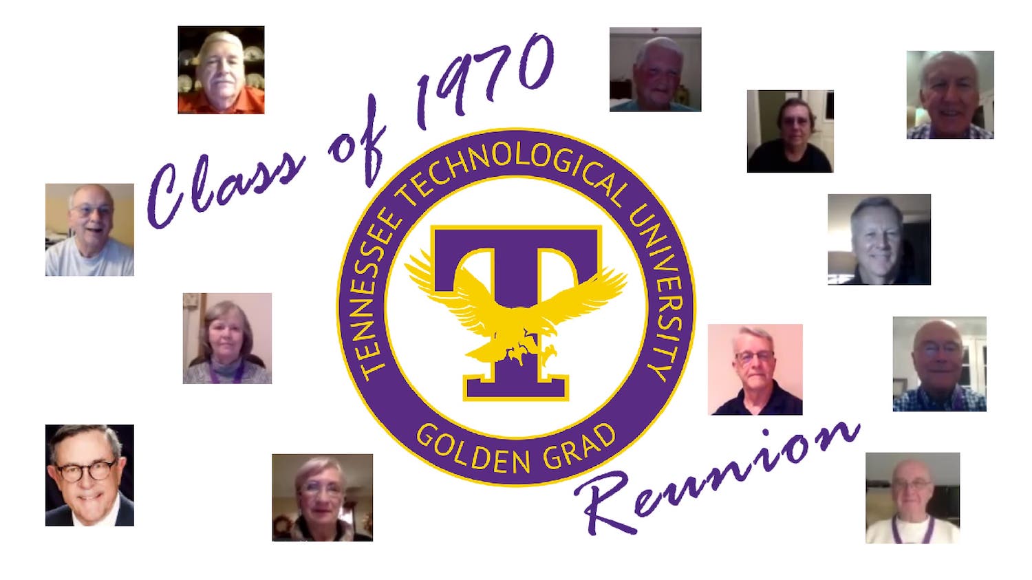 A collage of the Class of 1970 Golden Grad reunion attendees.
