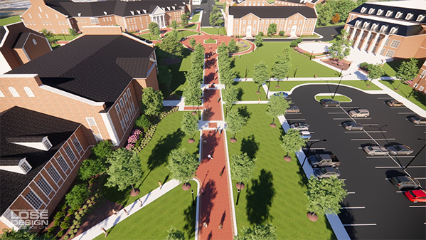 An architectural rendering of the proposed pedestrian mall